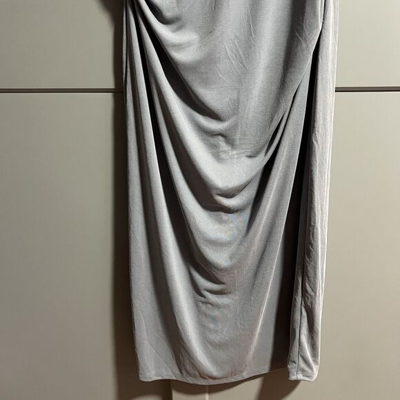 NWT Old Navy Women Short Sleeve High Neck Ruched Ribbed Maxi Dress Gray XL - Picture 3 of 9